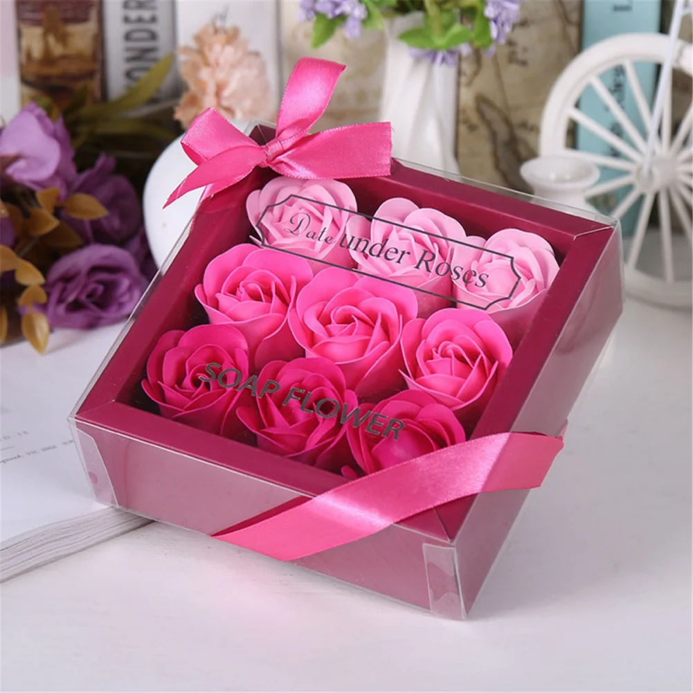 9pcs/set Artificial Imitation Rose Flower Gift Box Gradual Eternal Soap Flower Rose For Valentine’s Day Wedding Party Decoration 9pcs/set Artificial Imitation Rose Flower Gift Box Gradual Eternal Soap Flower Rose For Valentine's Day Wedding Party Decoration