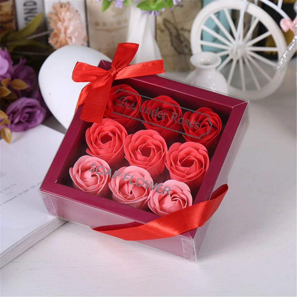 9pcs/set Artificial Imitation Rose Flower Gift Box Gradual Eternal Soap Flower Rose For Valentine’s Day Wedding Party Decoration 9pcs/set Artificial Imitation Rose Flower Gift Box Gradual Eternal Soap Flower Rose For Valentine's Day Wedding Party Decoration
