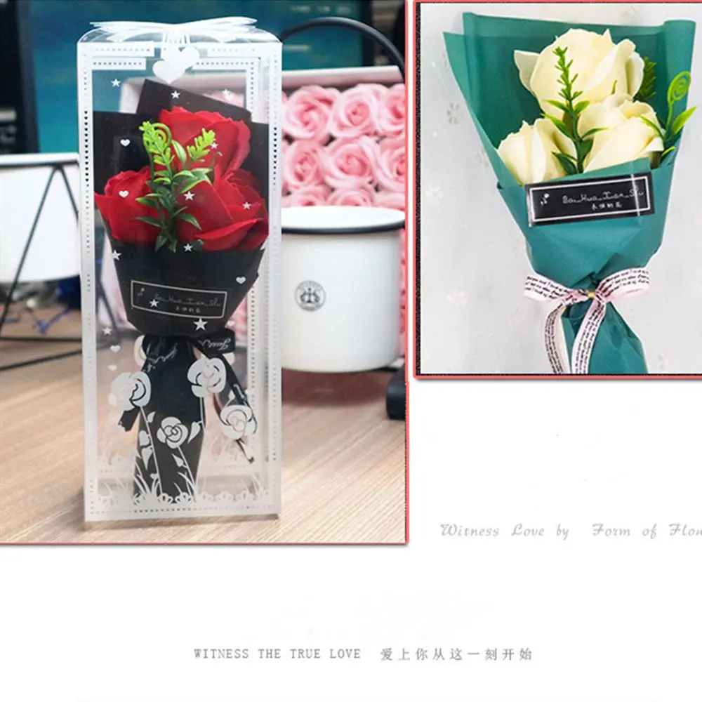 3 Heads Artificial Rose Bouquet Hand Holding Soap Flower Valentine's Day Gift Wedding Decoration Artificial Flowers 3 Heads Artificial Rose Bouquet Hand Holding Soap Flower Valentine's Day Gift Wedding Decoration Artificial Flowers