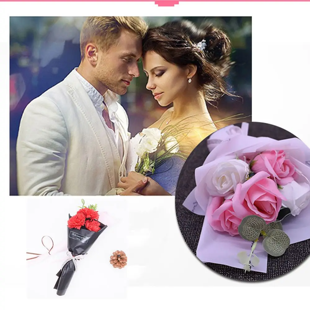 3 Heads Artificial Rose Bouquet Hand Holding Soap Flower Valentine's Day Gift Wedding Decoration Artificial Flowers 3 Heads Artificial Rose Bouquet Hand Holding Soap Flower Valentine's Day Gift Wedding Decoration Artificial Flowers