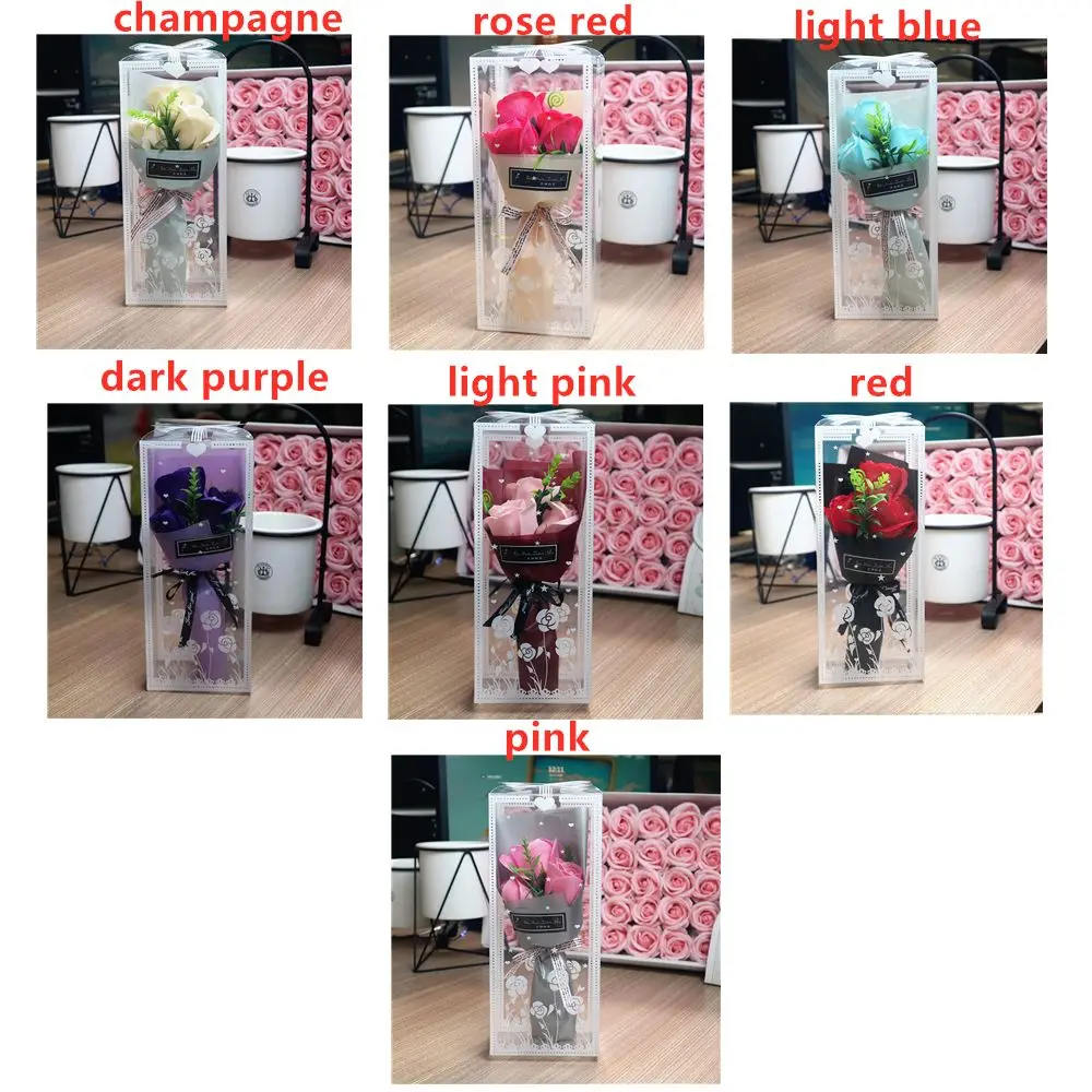 3 Heads Artificial Rose Bouquet Hand Holding Soap Flower Valentine's Day Gift Wedding Decoration Artificial Flowers 3 Heads Artificial Rose Bouquet Hand Holding Soap Flower Valentine's Day Gift Wedding Decoration Artificial Flowers