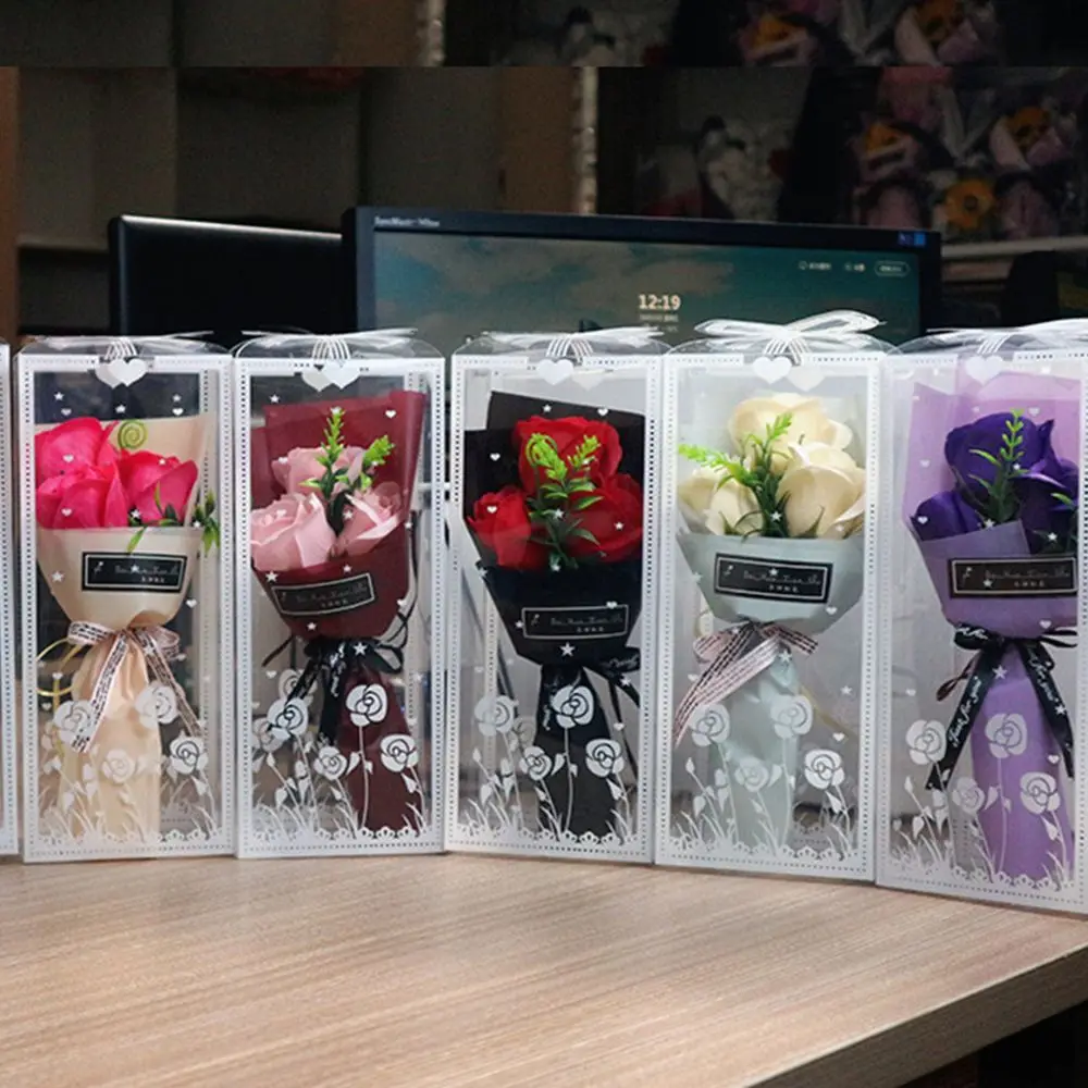 3 Heads Artificial Rose Bouquet Hand Holding Soap Flower Valentine's Day Gift Wedding Decoration Artificial Flowers 3 Heads Artificial Rose Bouquet Hand Holding Soap Flower Valentine's Day Gift Wedding Decoration Artificial Flowers