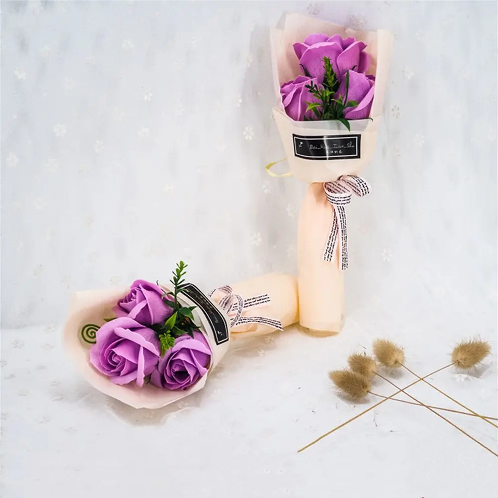 3 Heads Artificial Rose Bouquet Hand Holding Soap Flower Valentine's Day Gift Wedding Decoration Artificial Flowers 3 Heads Artificial Rose Bouquet Hand Holding Soap Flower Valentine's Day Gift Wedding Decoration Artificial Flowers