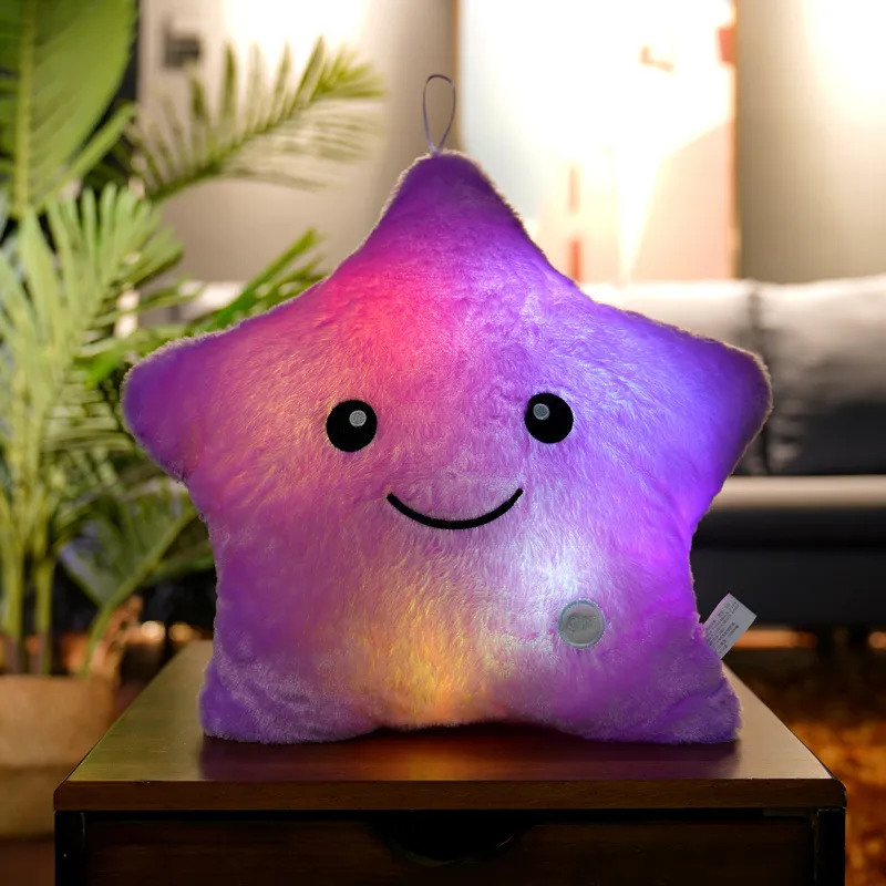 34CM Creative Toy Luminous Pillow Soft Stuffed Plush Glowing Colorful Stars Cushion Led Light Toys Gift For Kids Children Girls 34CM Creative Toy Luminous Pillow Soft Stuffed Plush Glowing Colorful Stars Cushion Led Light Toys Gift For Kids Children Girls