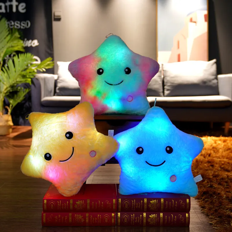 34CM Creative Toy Luminous Pillow Soft Stuffed Plush Glowing Colorful Stars Cushion Led Light Toys Gift For Kids Children Girls 34CM Creative Toy Luminous Pillow Soft Stuffed Plush Glowing Colorful Stars Cushion Led Light Toys Gift For Kids Children Girls