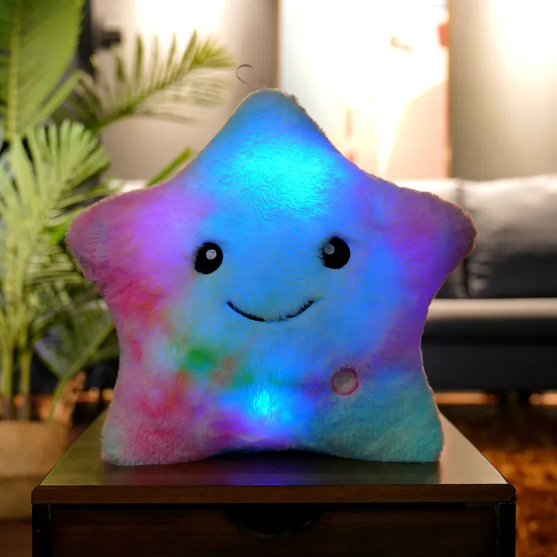 34CM Creative Toy Luminous Pillow Soft Stuffed Plush Glowing Colorful Stars Cushion Led Light Toys Gift For Kids Children Girls 34CM Creative Toy Luminous Pillow Soft Stuffed Plush Glowing Colorful Stars Cushion Led Light Toys Gift For Kids Children Girls