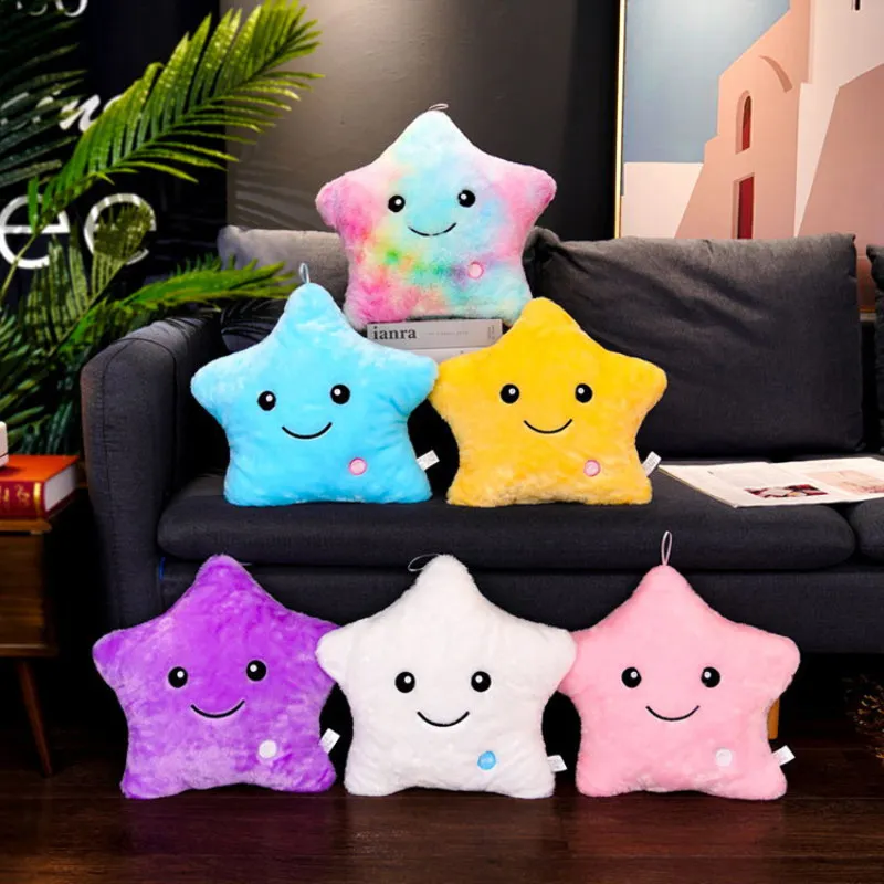 34CM Creative Toy Luminous Pillow Soft Stuffed Plush Glowing Colorful Stars Cushion Led Light Toys Gift For Kids Children Girls 34CM Creative Toy Luminous Pillow Soft Stuffed Plush Glowing Colorful Stars Cushion Led Light Toys Gift For Kids Children Girls