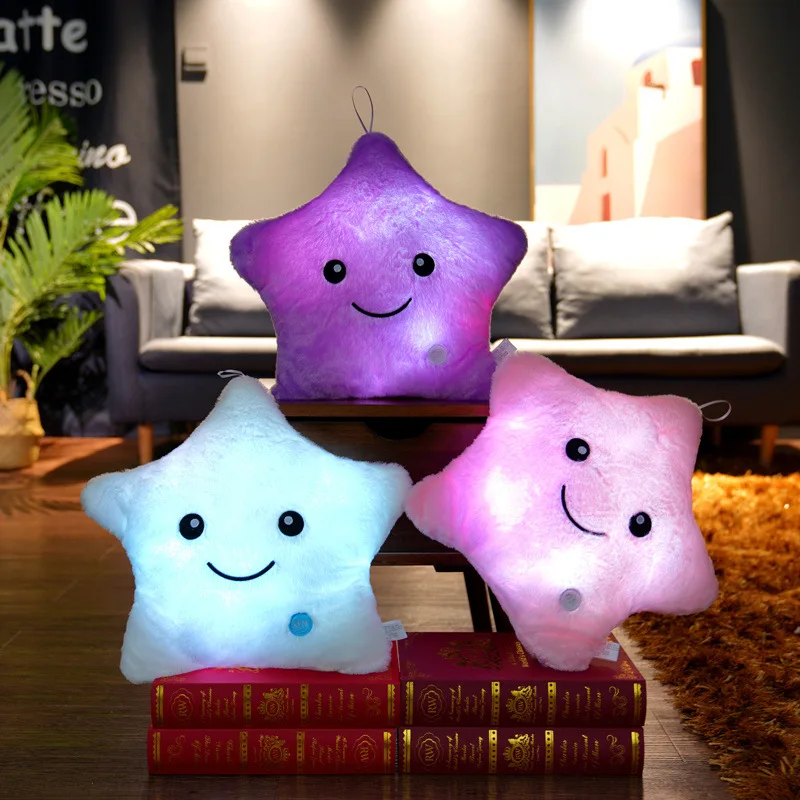 34CM Creative Toy Luminous Pillow Soft Stuffed Plush Glowing Colorful Stars Cushion Led Light Toys Gift For Kids Children Girls 34CM Creative Toy Luminous Pillow Soft Stuffed Plush Glowing Colorful Stars Cushion Led Light Toys Gift For Kids Children Girls